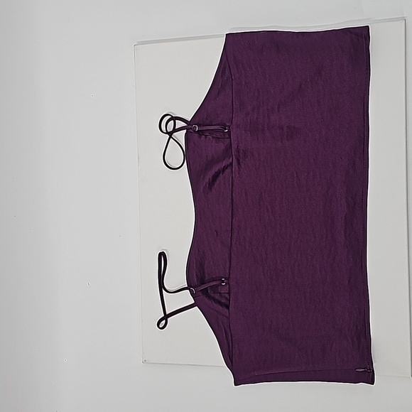 Express Croppped Top in Purple Satiny Fabric w Adjustable Strap - Picture 6 of 7
